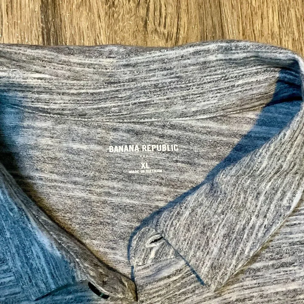 Banana Republic Polo Shirt Men's Size XL Gray Blue Short Sleeve‎ Preppy Adults